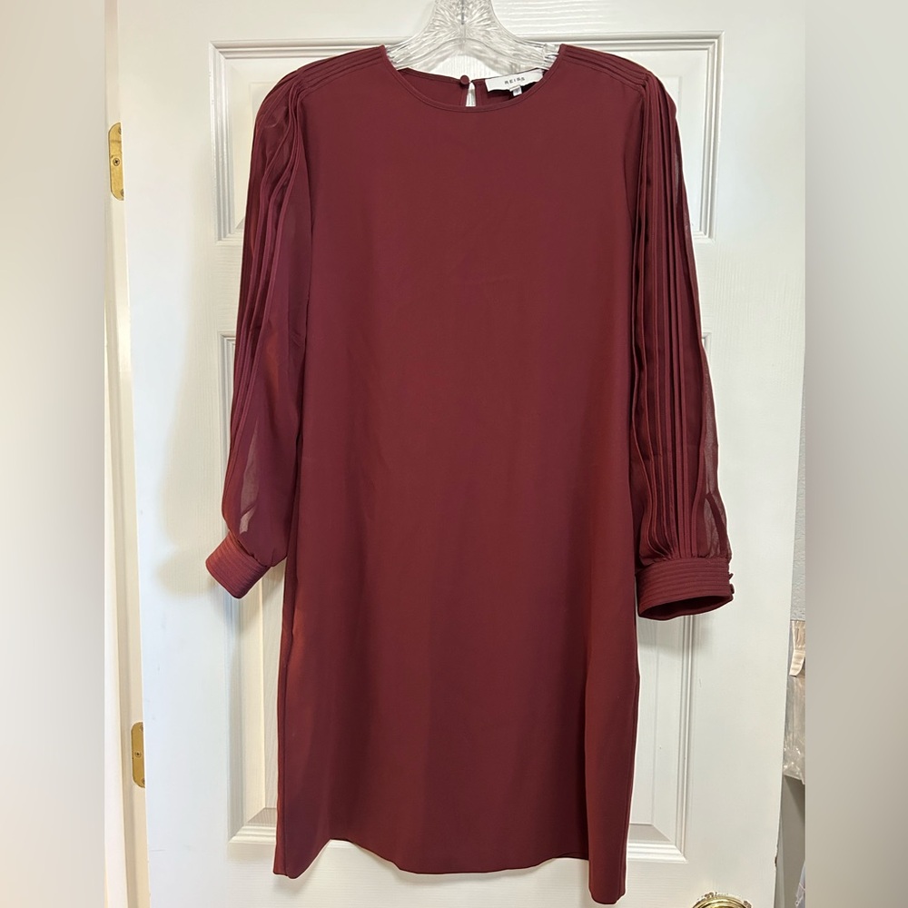 Oxblood shift dress by Reiss